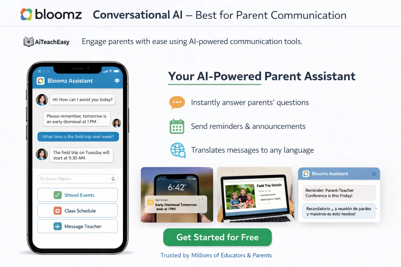 Bloomz with Conversational AI – Best for Parent Communication