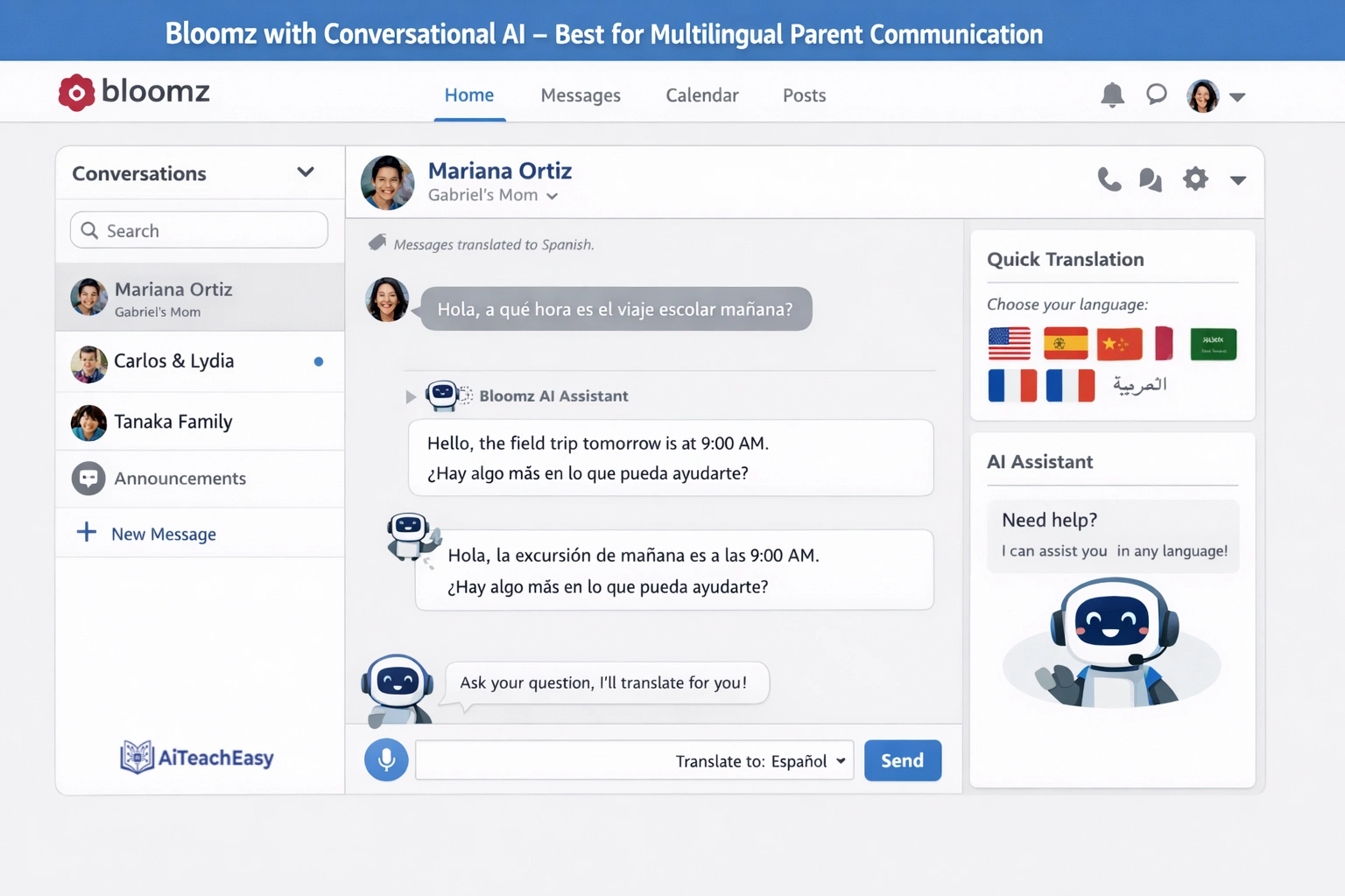 Bloomz with Conversational AI – Best for Multilingual Parent Communication