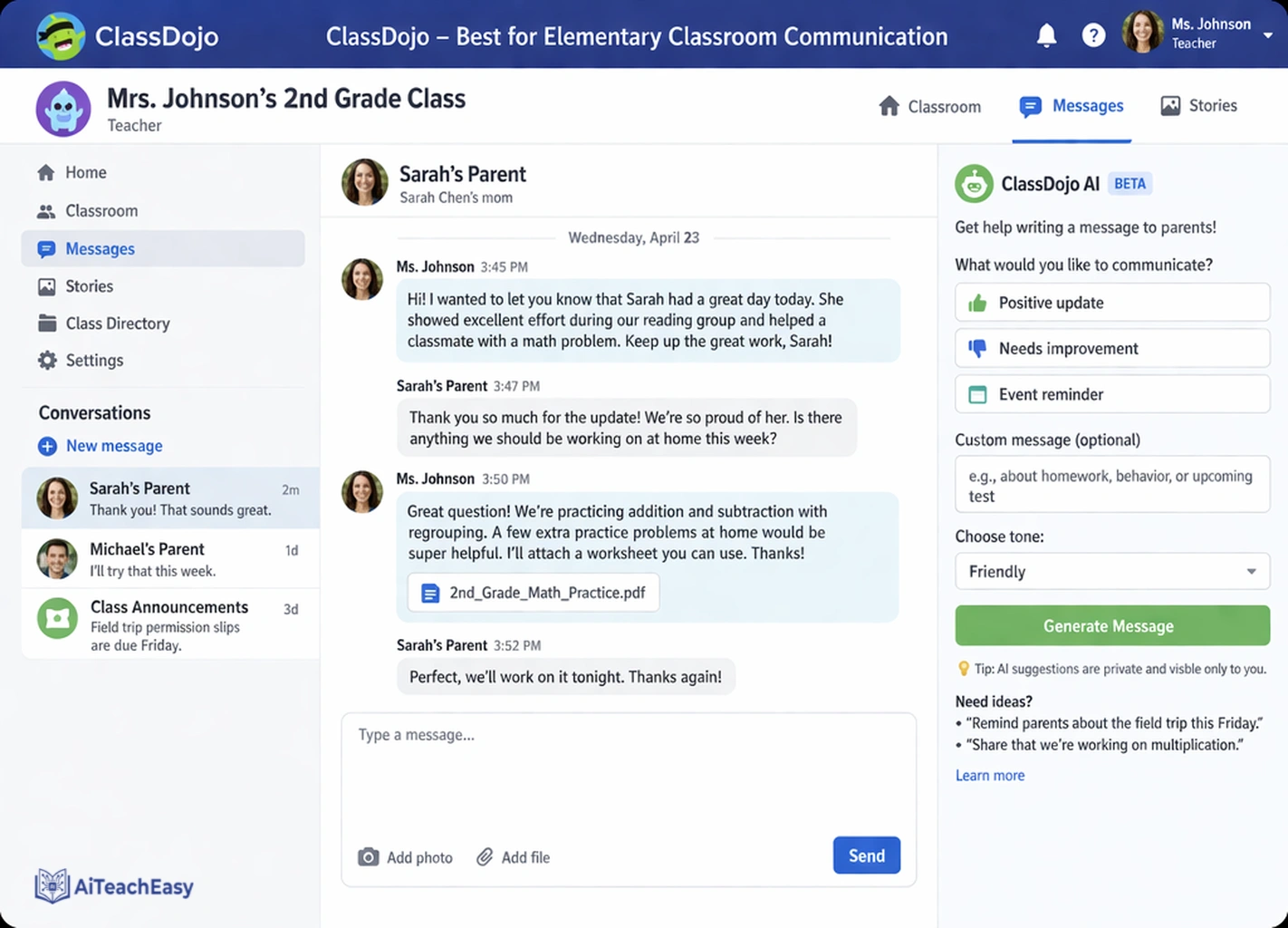 ClassDojo – Best for Elementary Classroom Communication