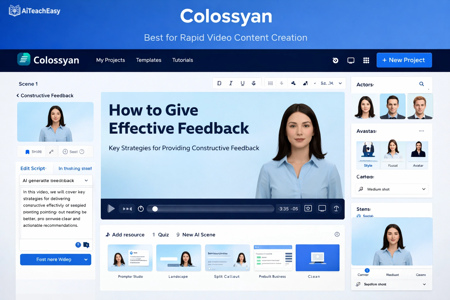 Colossyan – Best for Rapid Video Content Creation