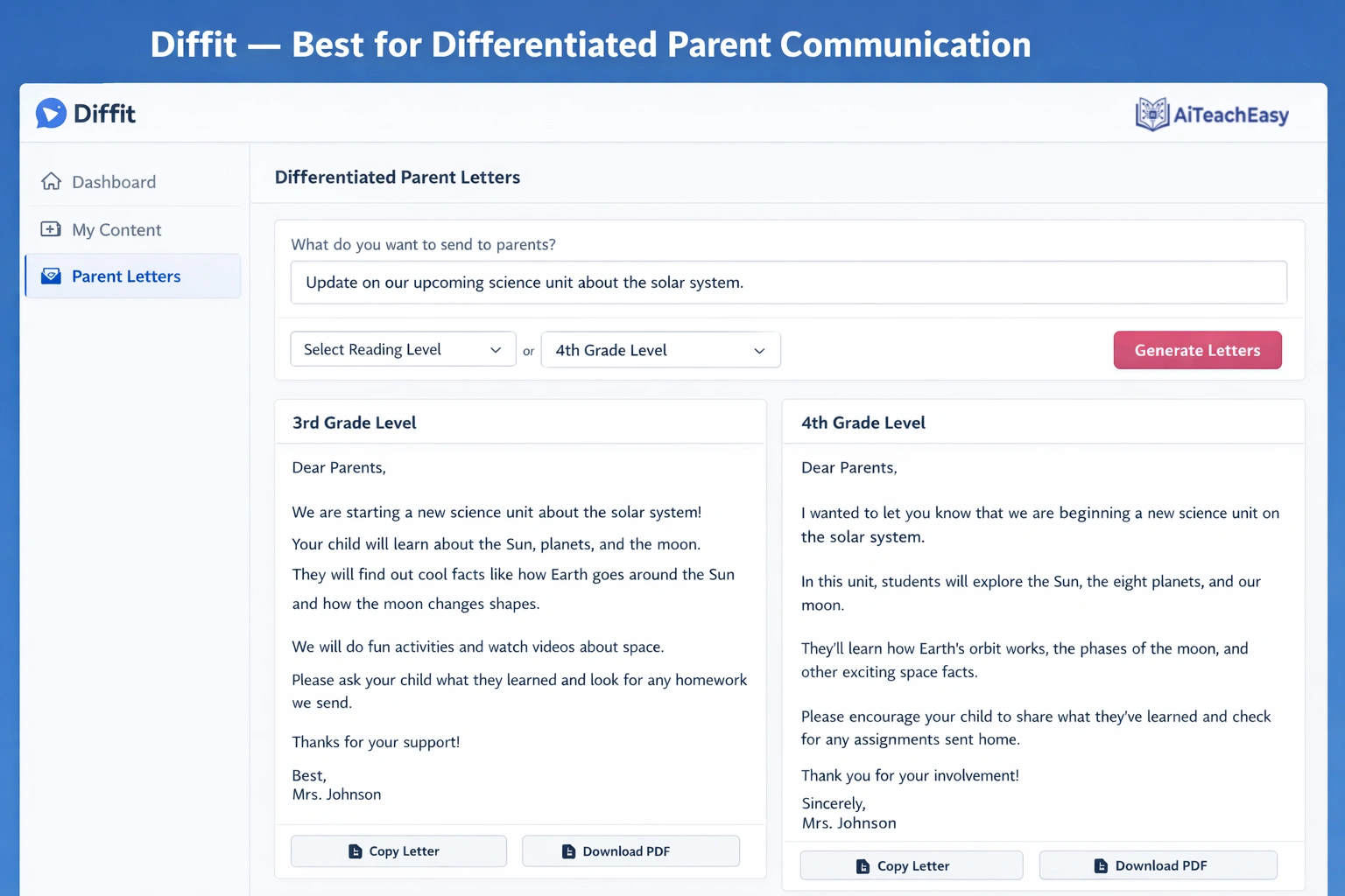Diffit – Best for Differentiated Parent Communication