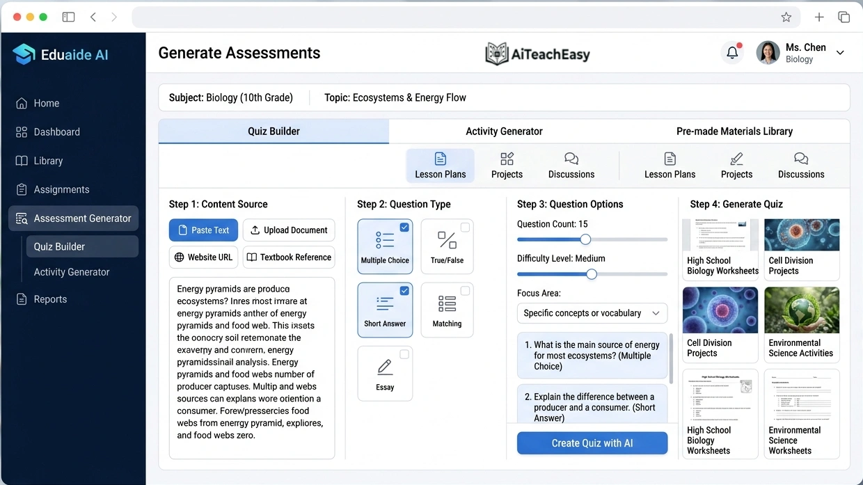 Eduaide AI – Best for Assessment Generation