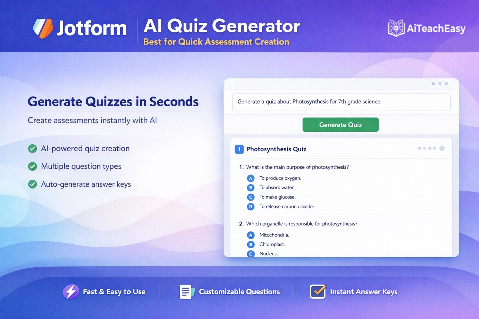 Jotform AI Quiz Generator – Best for Quick Assessment Creation