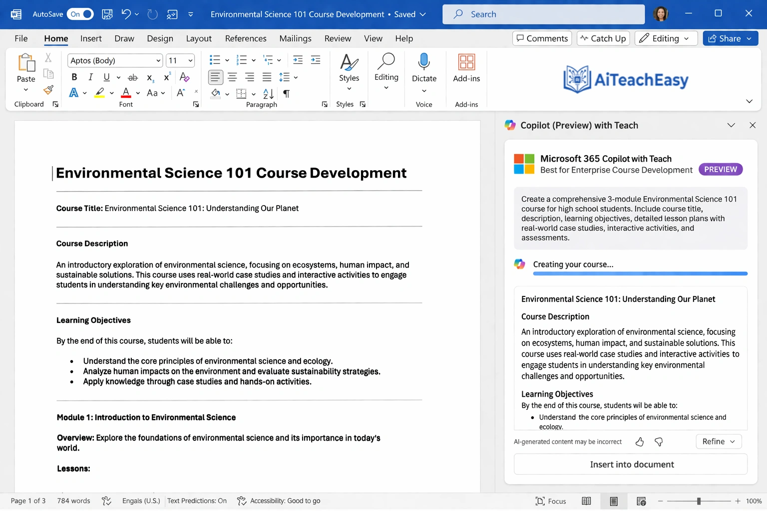 Microsoft 365 Copilot with Teach – Best Enterprise Course Development