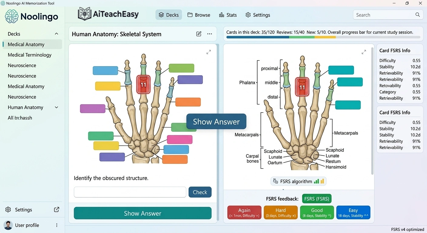 Noolingo – FSRS Algorithm & Image Occlusion