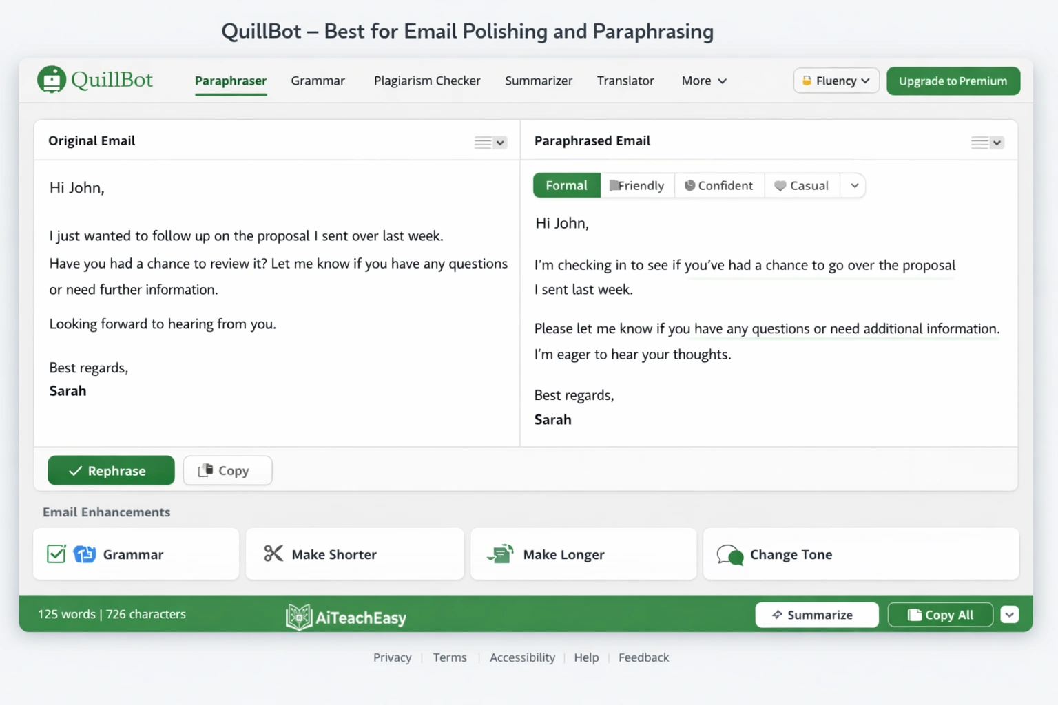 Quillbot – Best for Email Polishing and Paraphrasing