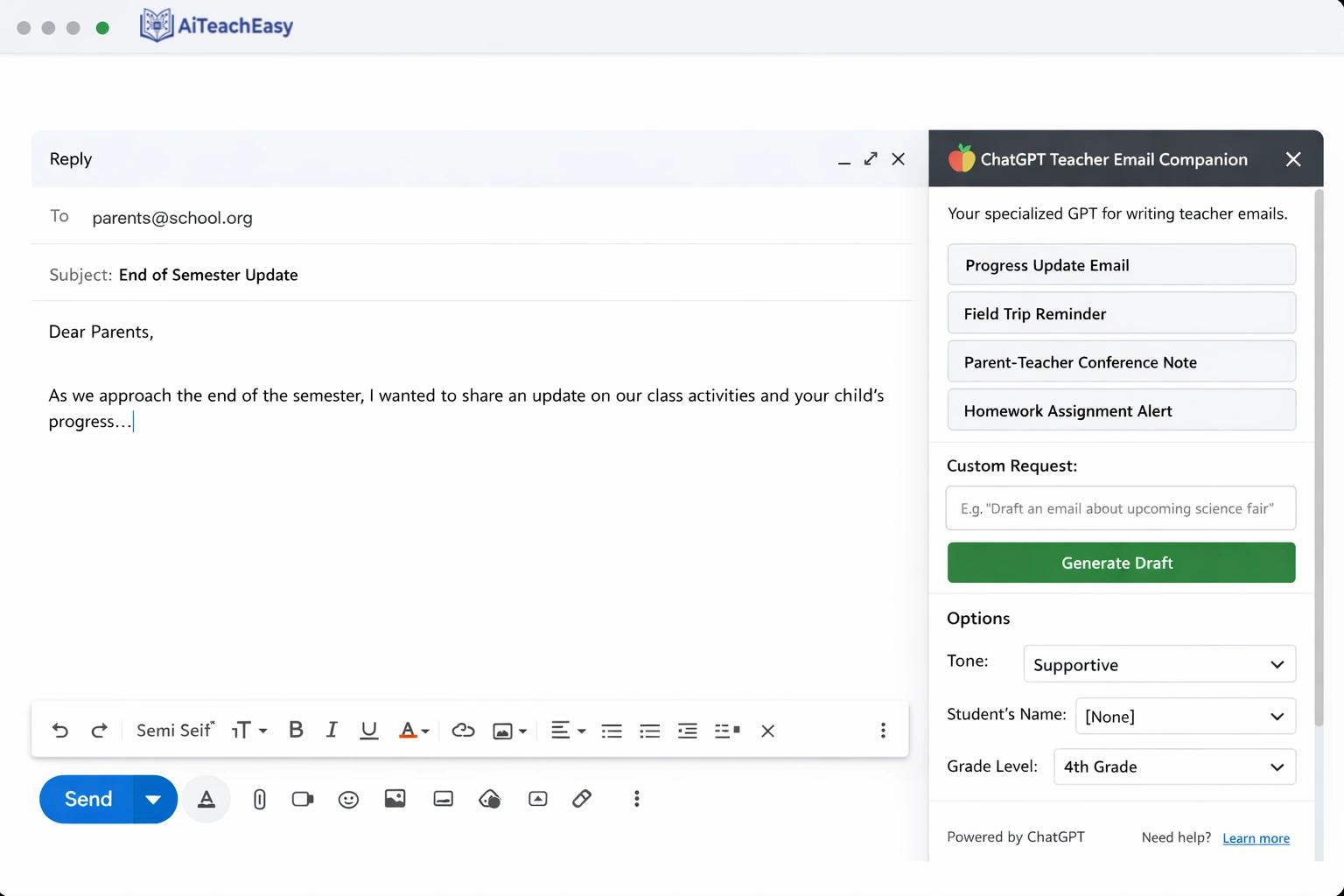 ChatGPT Teacher Email Companion – Best Specialized Educational GPT