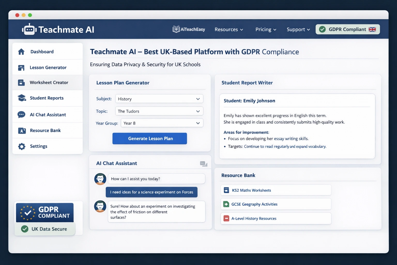 Teachmate AI – Best UK-Based Platform with GDPR Compliance