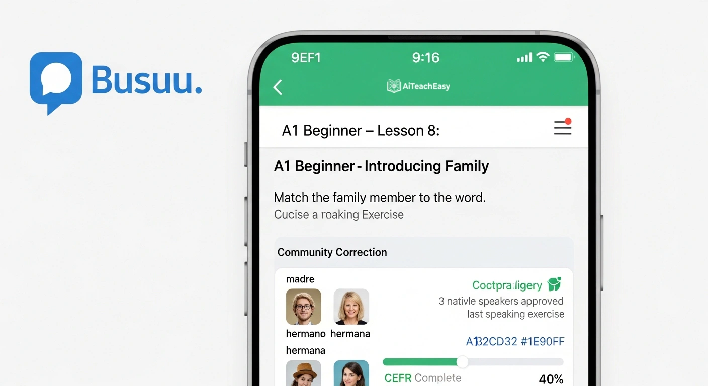 Busuu CEFR-aligned lesson and community correction