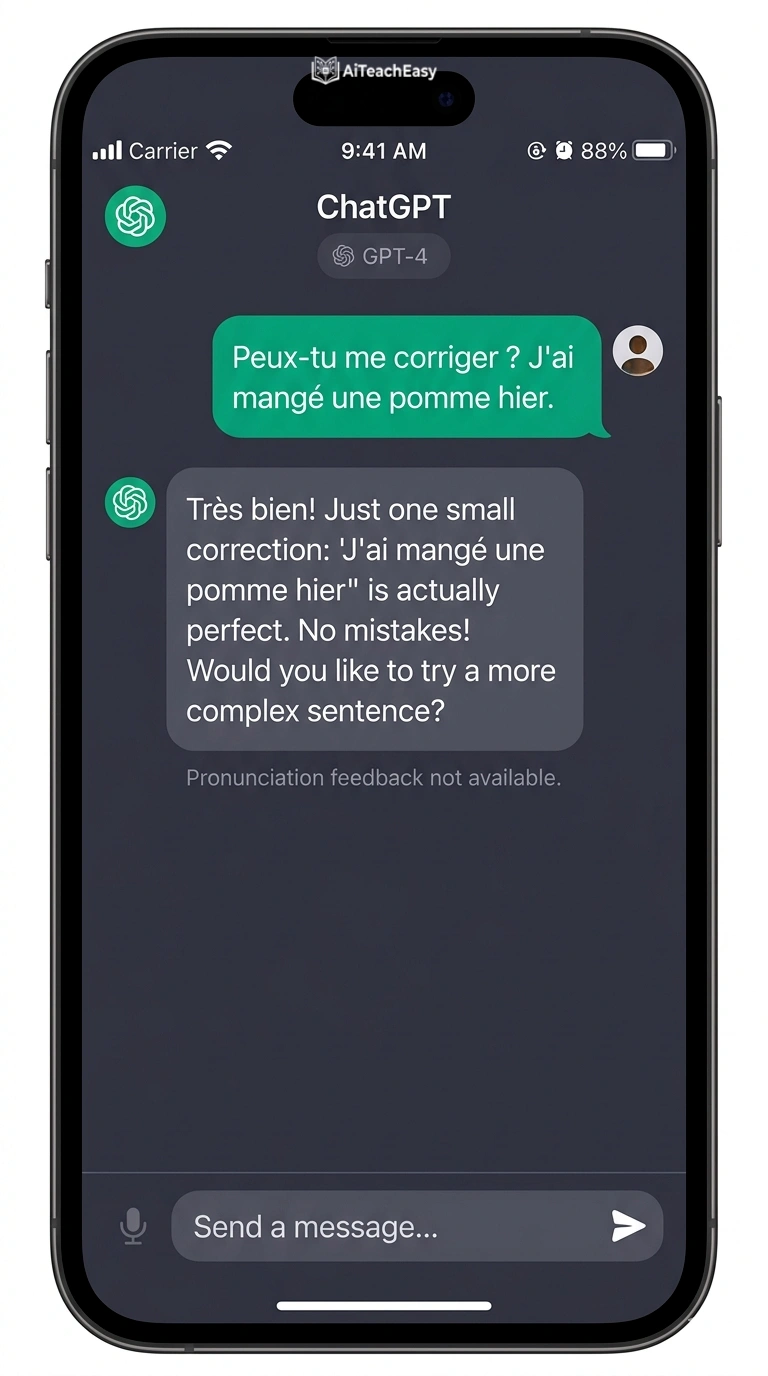 ChatGPT conversation interface in target language