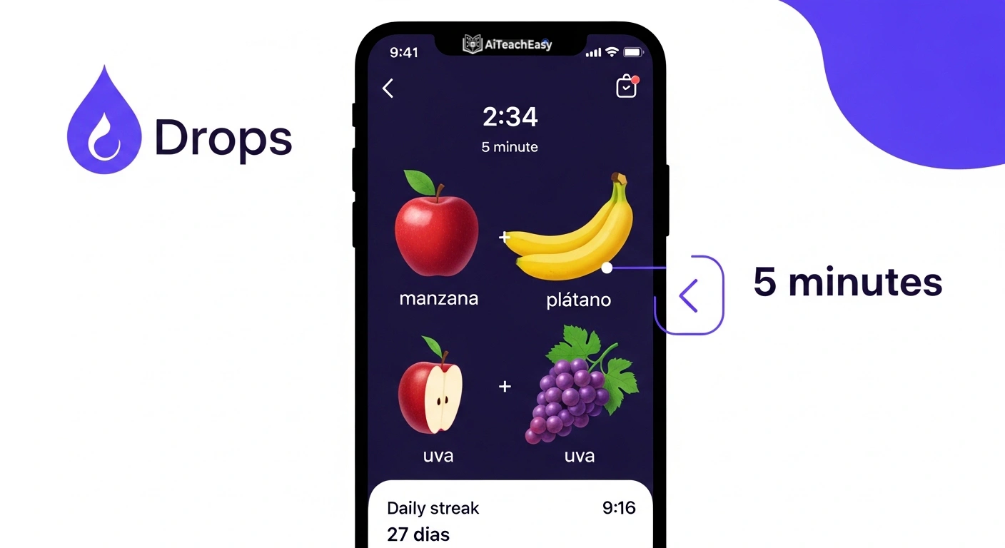 Drops visual vocabulary game interface
