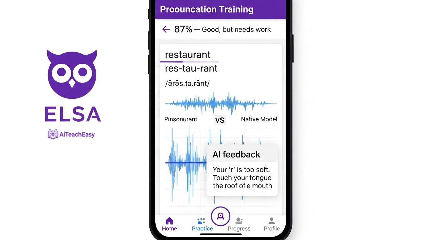 ELSA Speak pronunciation feedback screen