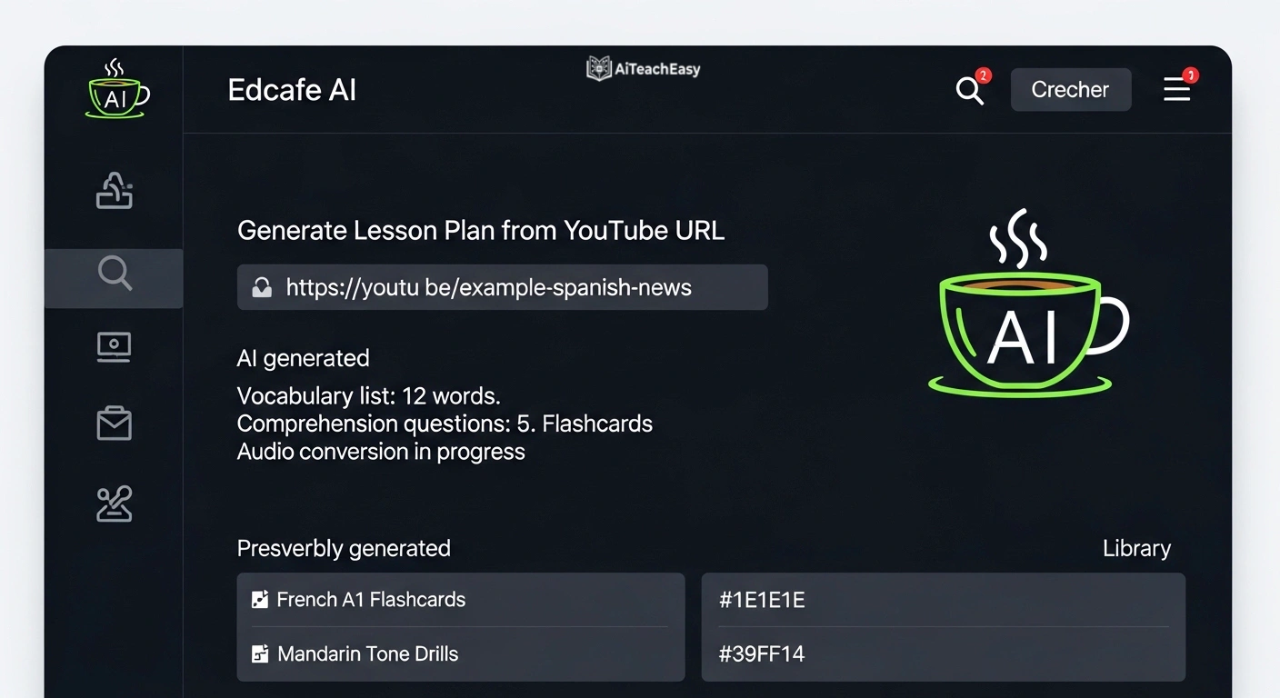 Edcafe AI teacher dashboard showing lesson generation