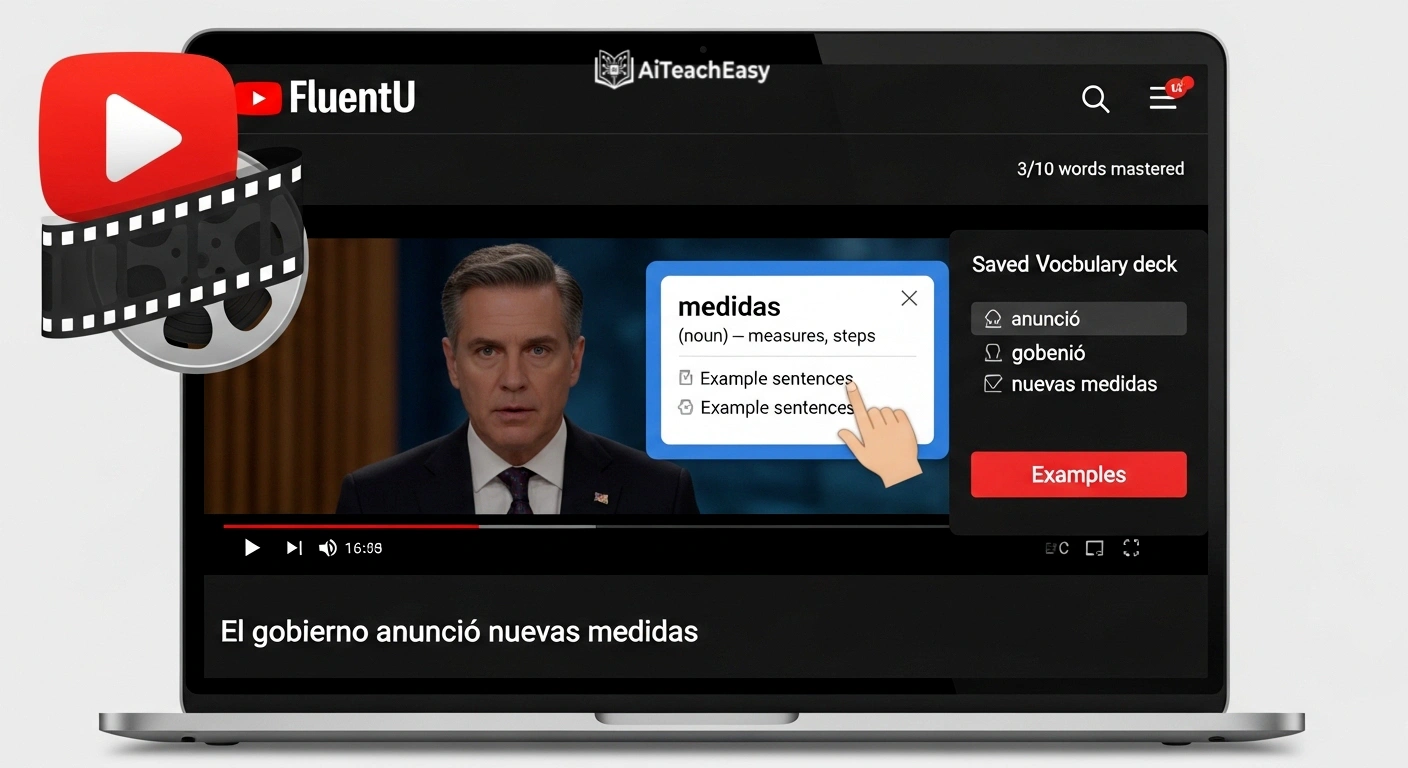 FluentU interactive video lesson with clickable subtitles