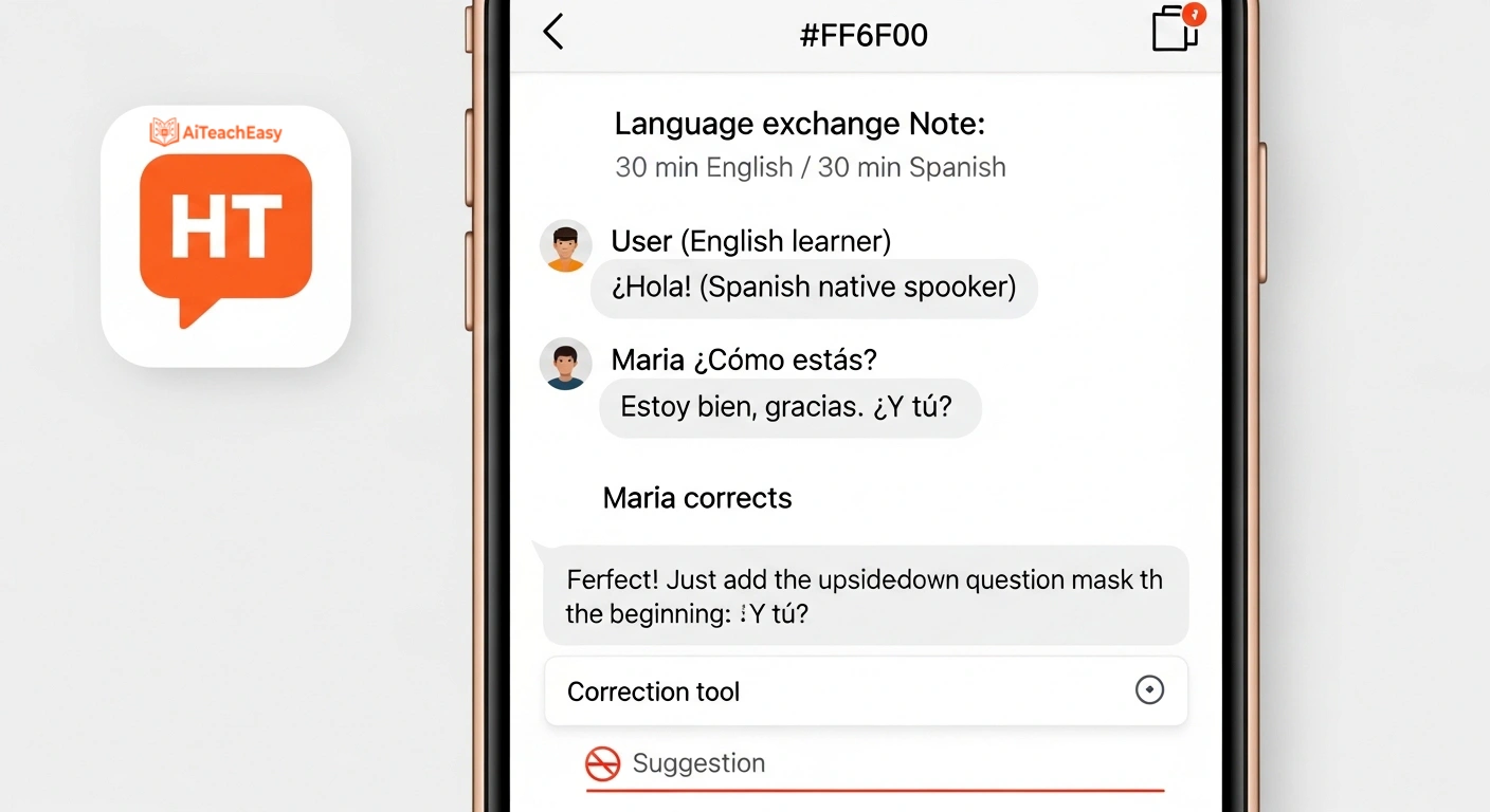 HelloTalk chat interface with correction tools