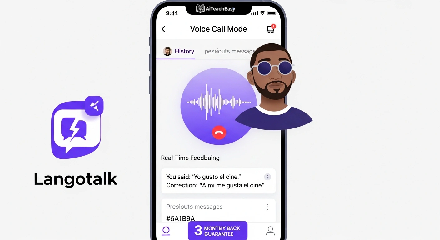 Langua AI conversation interface showing voice-cloned tutor