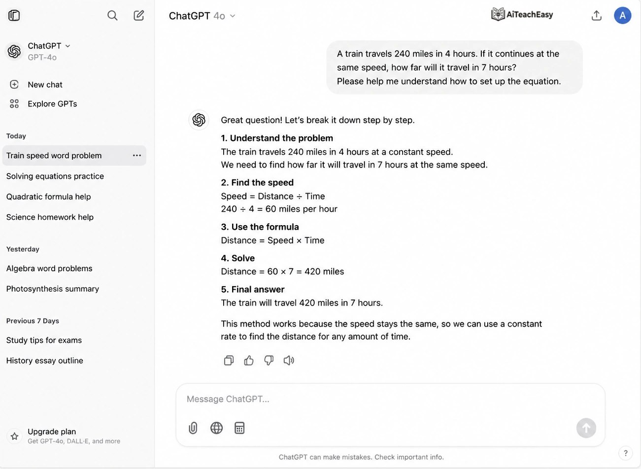1. ChatGPT — Best AI Homework Solver for Understanding the Problem