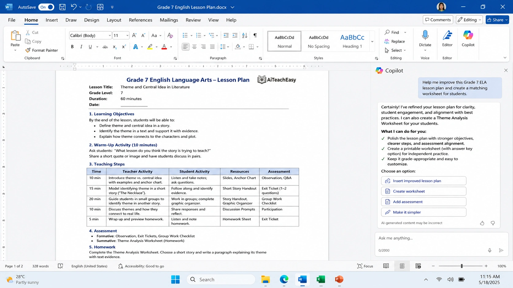 How Teachers Can Use AI with MS Word