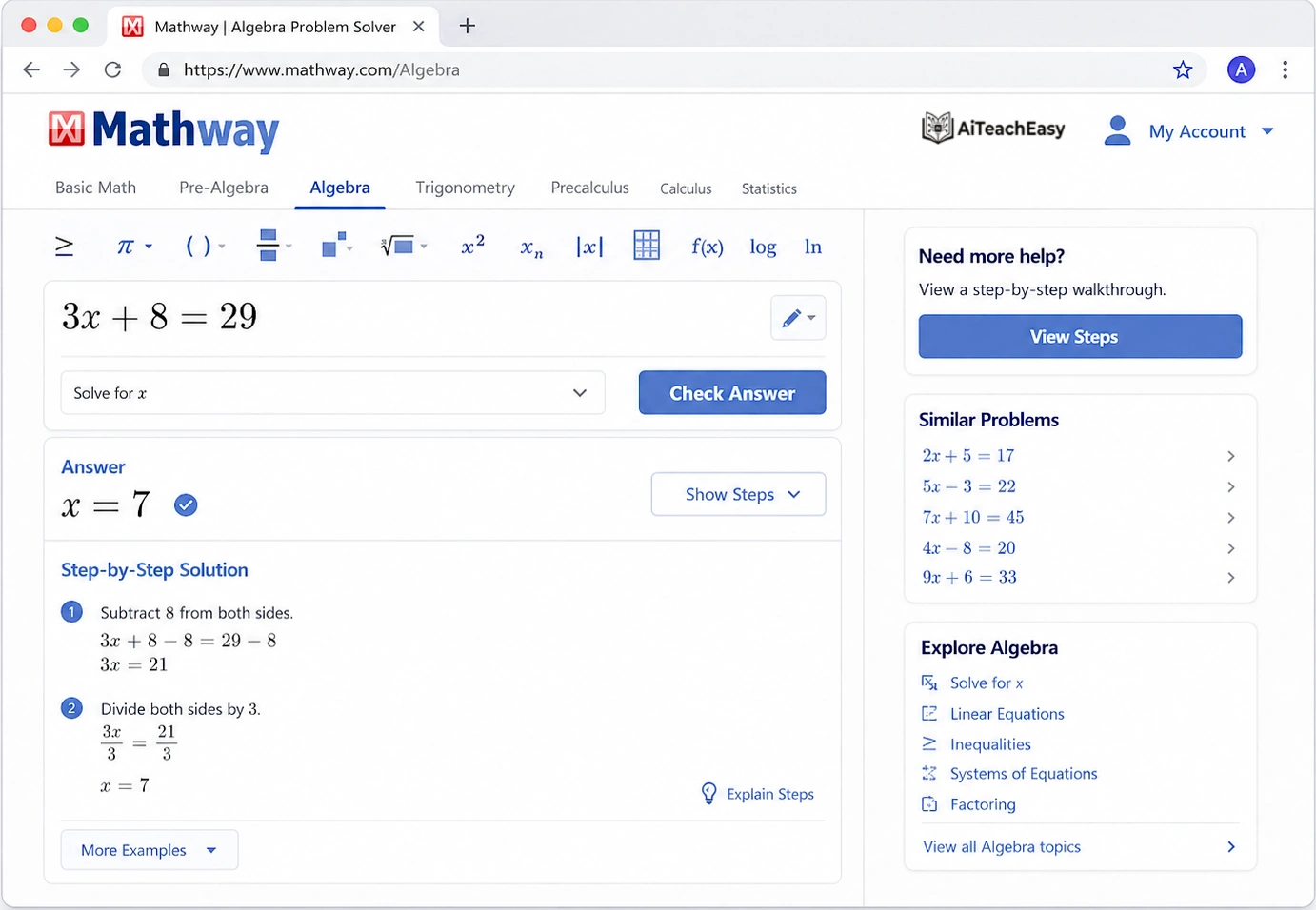 Mathway — Best for Quick Homework Checking