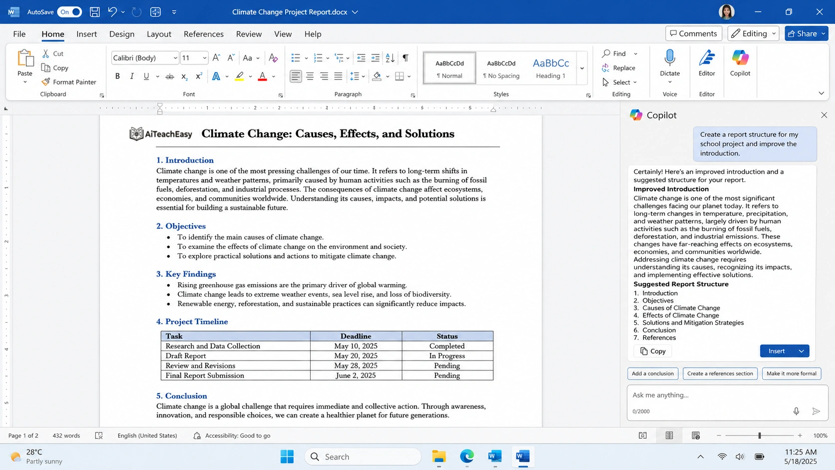 Use AI with MS Word for Reports and Projects
