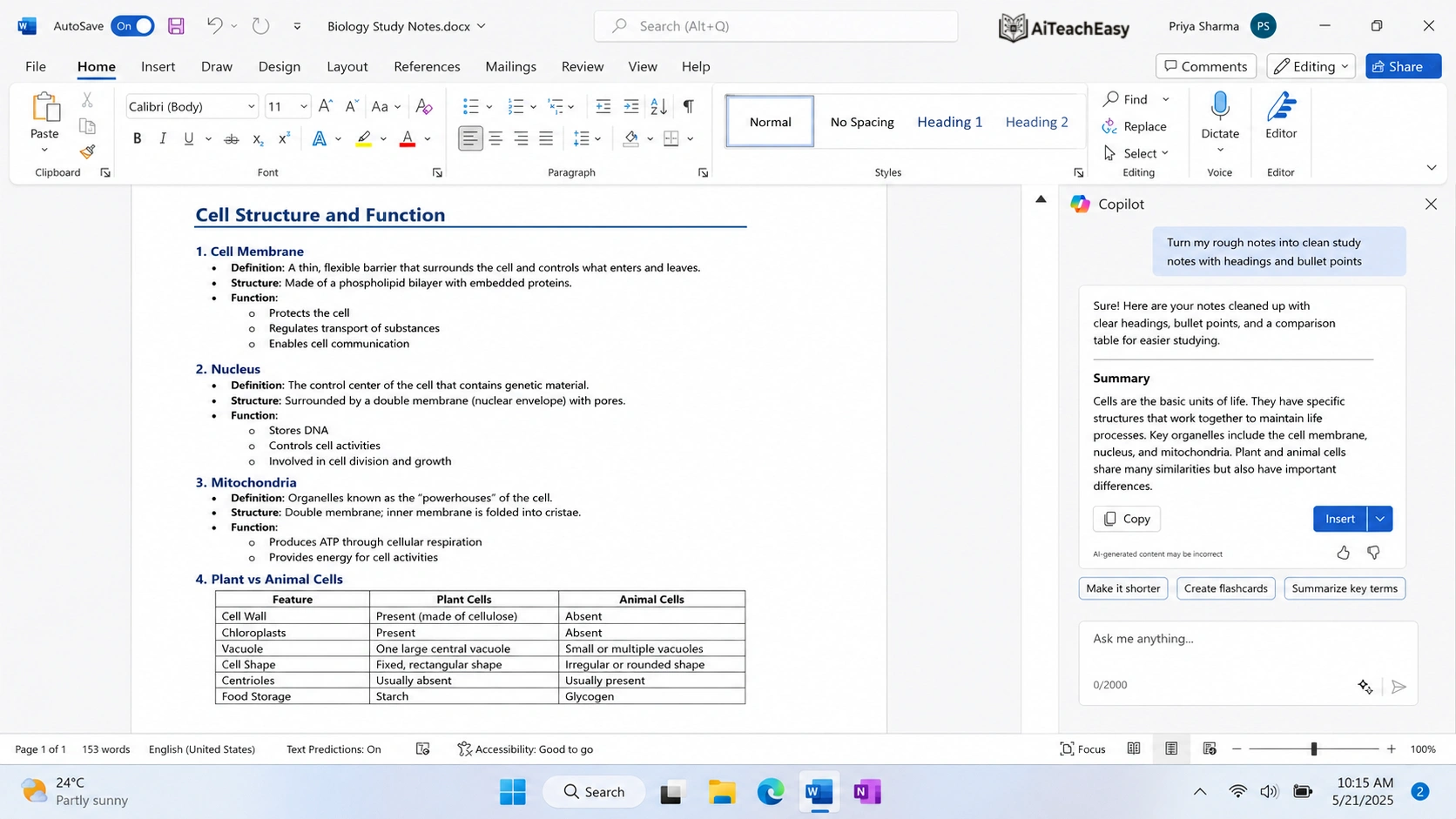  Use AI with MS Word for Study Notes
