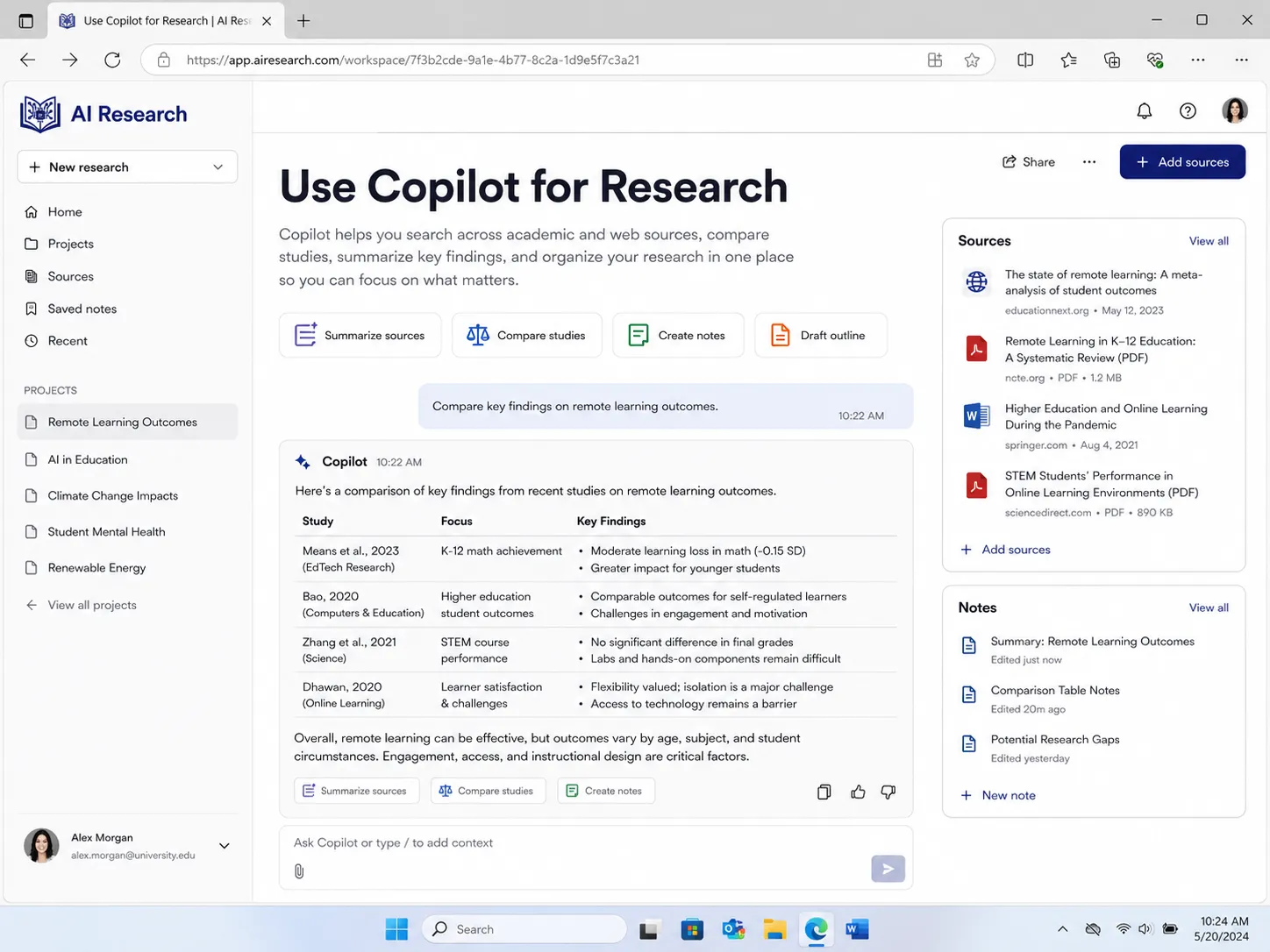 Use Copilot for Research