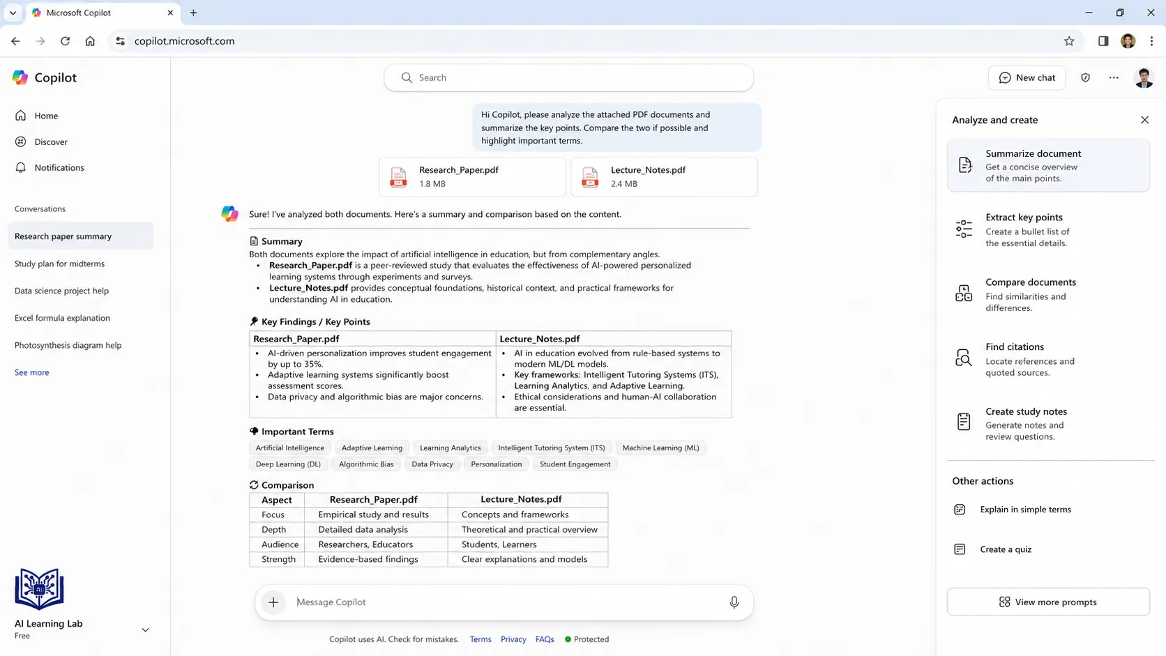 Use Copilot to Analyze PDFs and Documents