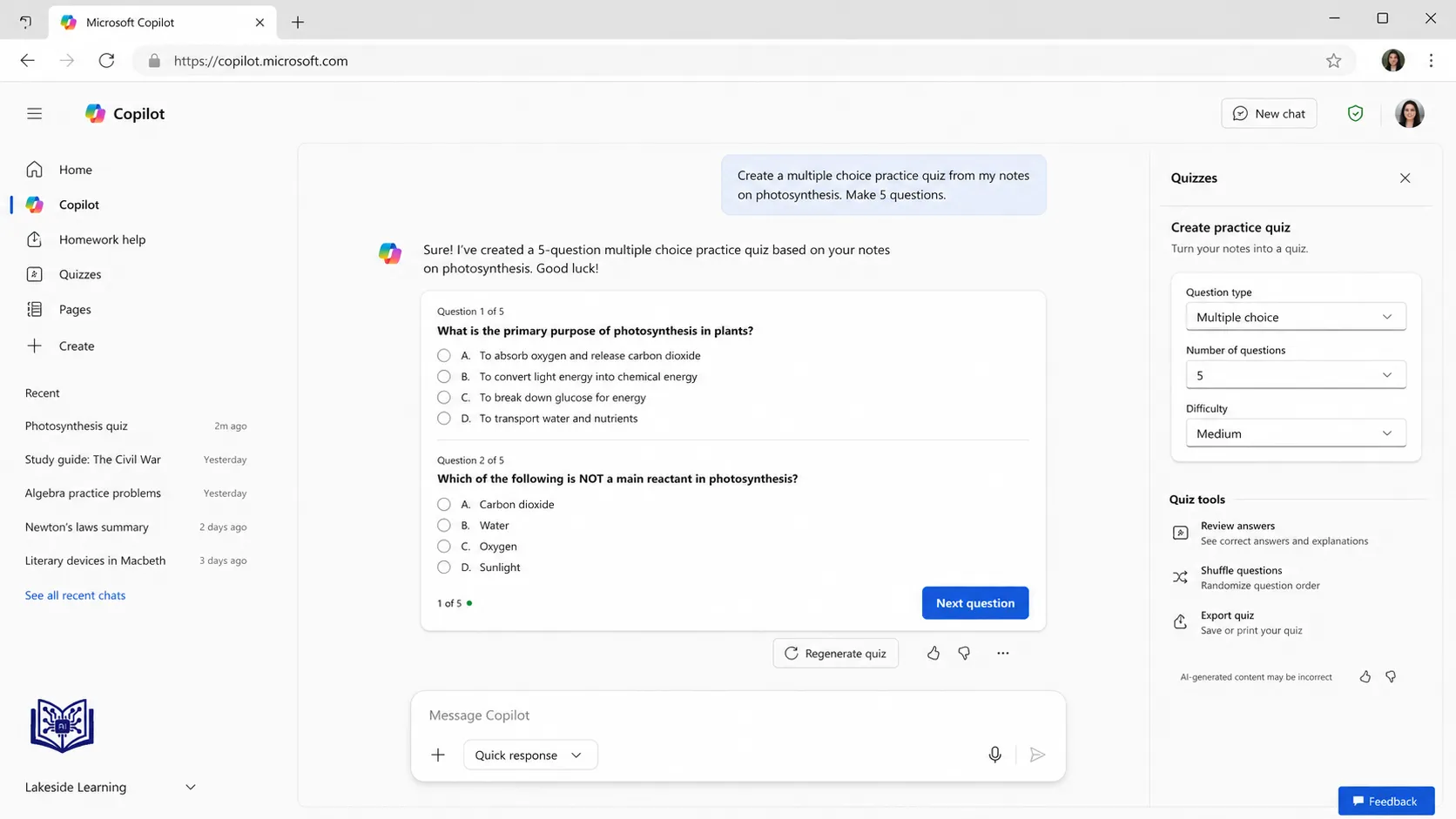  Use Copilot to Make Quizzes