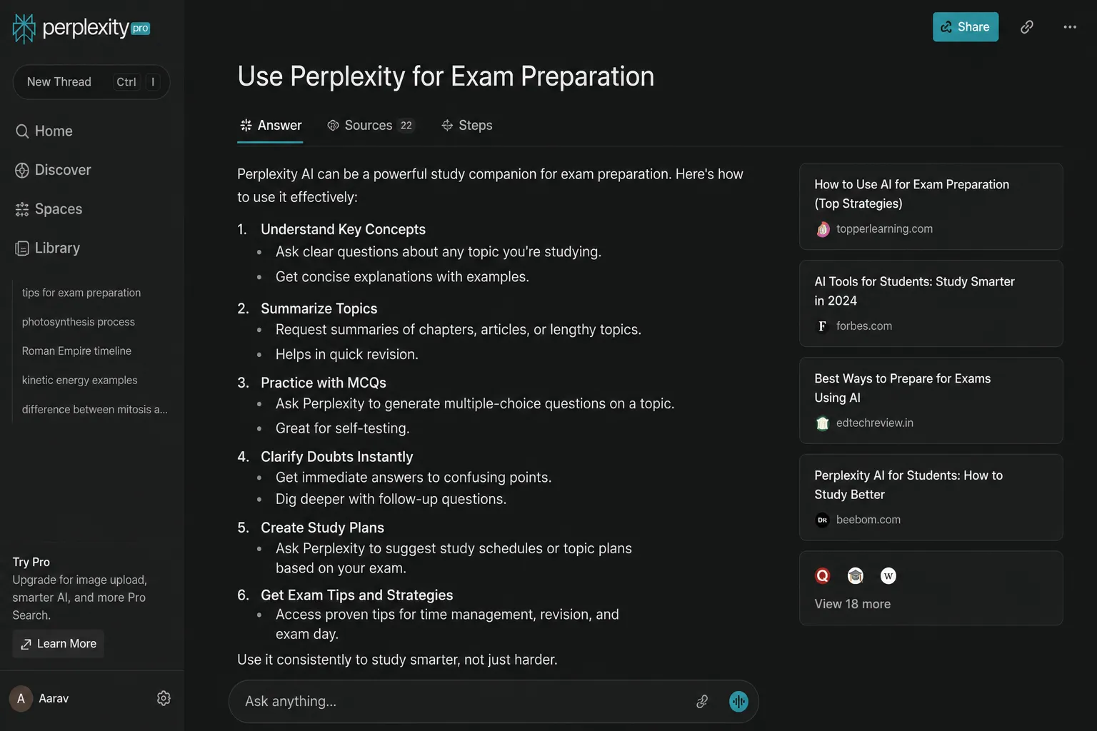 Use Perplexity for Exam Preparation