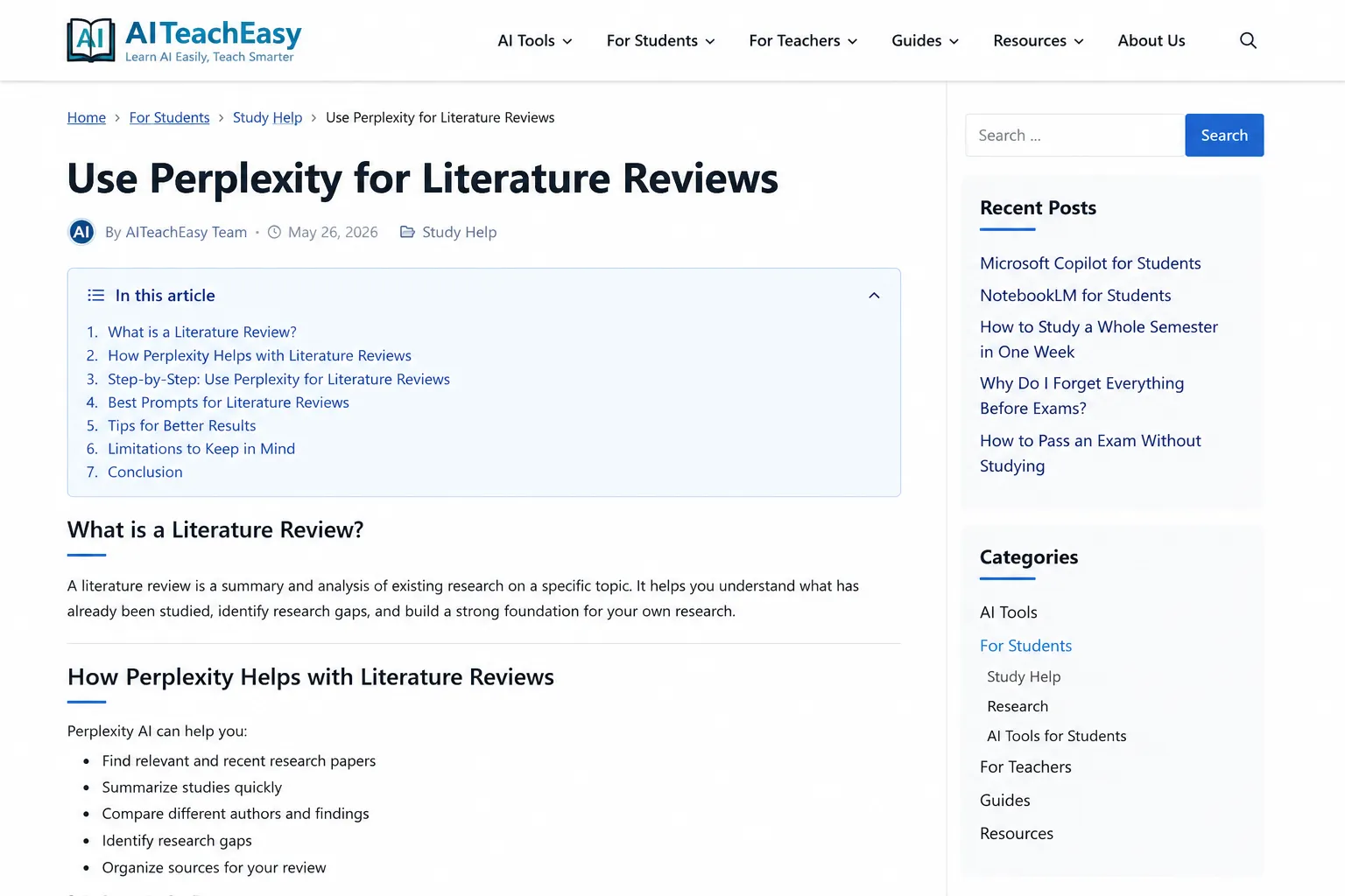 Use Perplexity for Literature Reviews