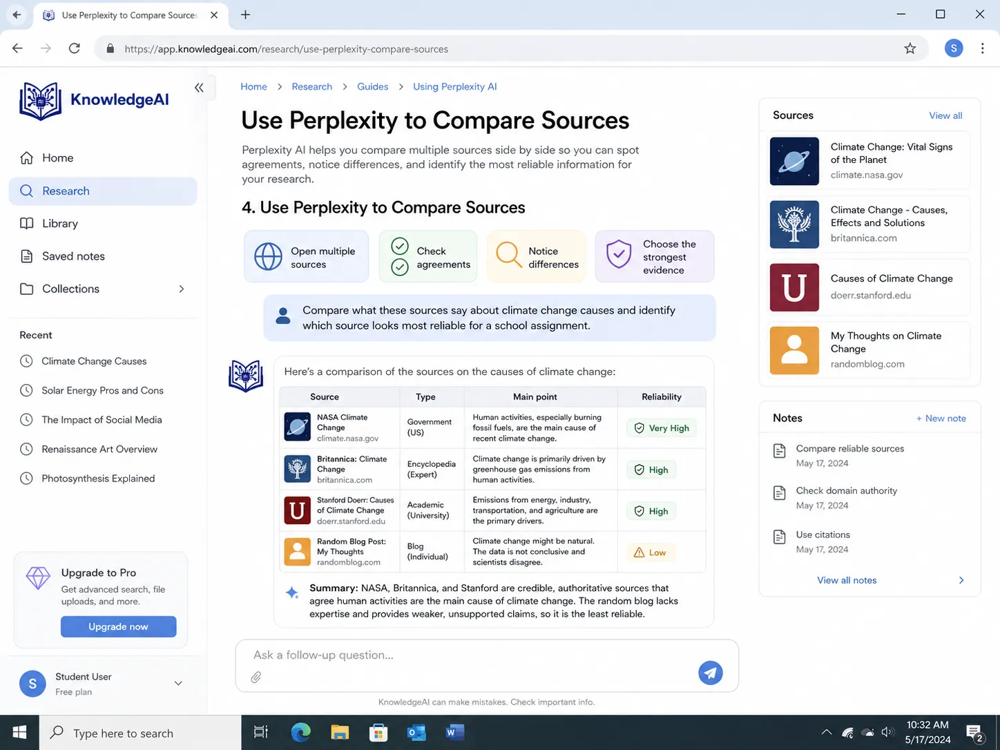Use Perplexity to Compare Sources