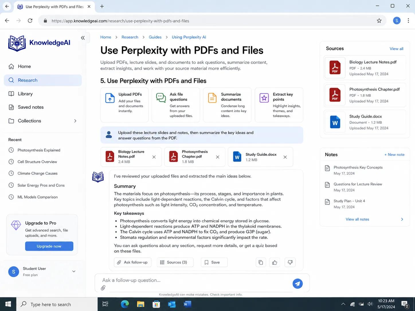 Use Perplexity with PDFs and Files