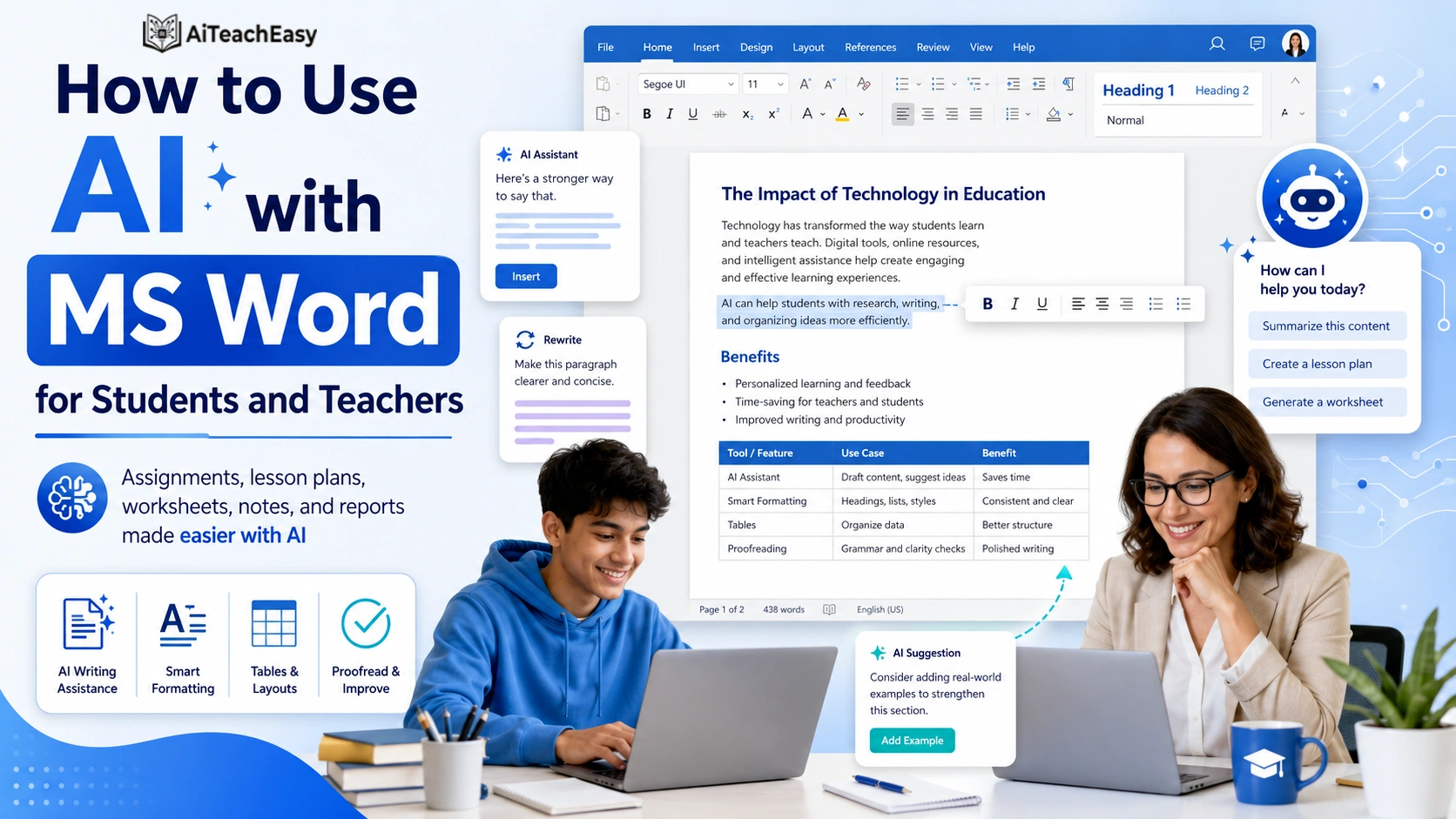 How to Use AI with MS Word for Students and Teachers