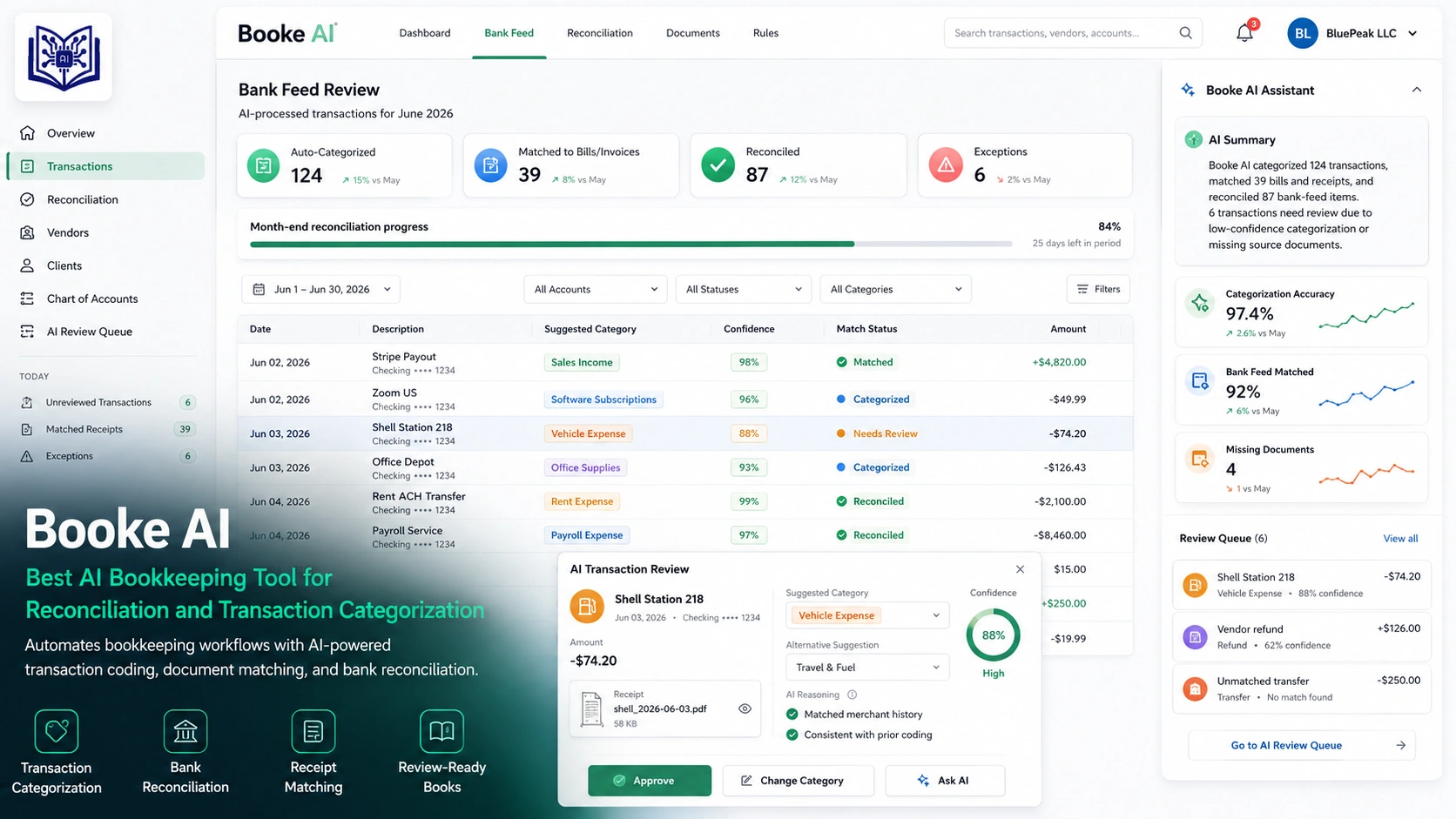 Booke AI: Best AI Bookkeeping Tool for Reconciliation and Transaction Categorization