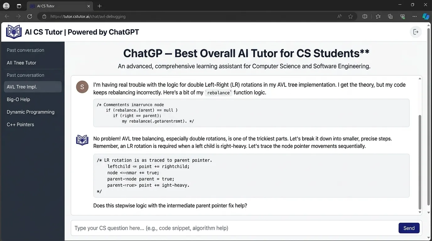 ChatGPT — Best Overall AI Tutor for CS Students
