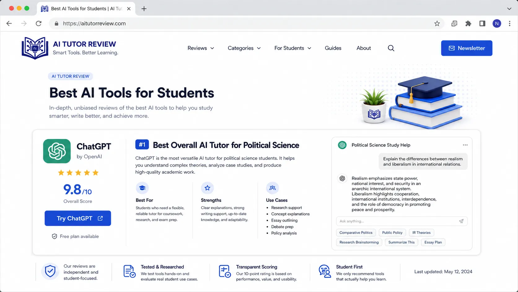 ChatGPT — Best Overall AI Tutor for Political Science