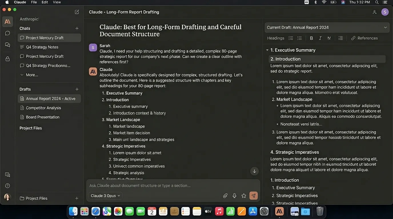 Claude: Best for Long-Form Drafting and Careful Document Structure