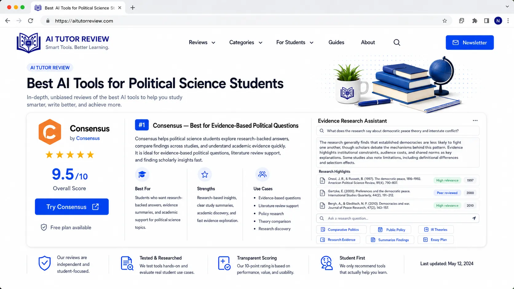 Consensus — Best for Evidence-Based Political Questions