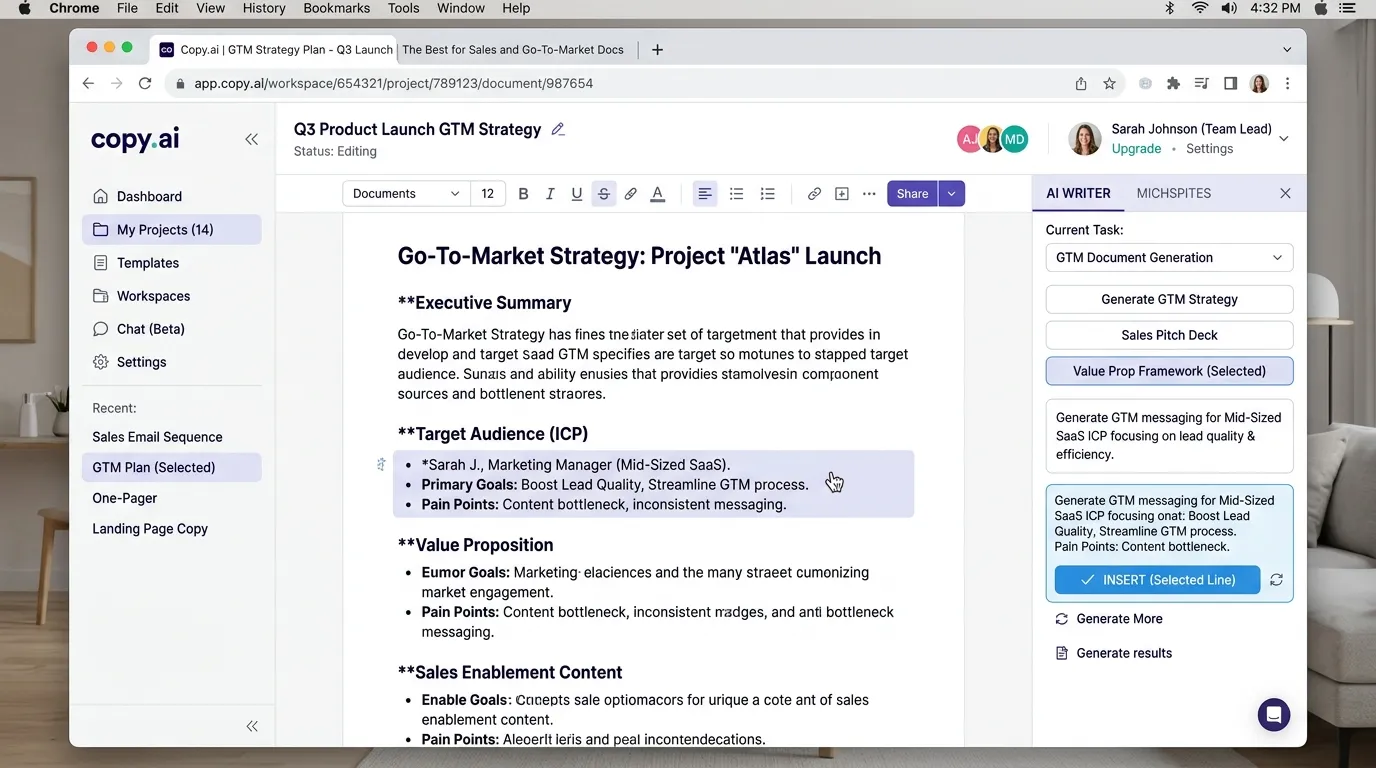 Copy.ai: Best for Sales and Go-To-Market Documents