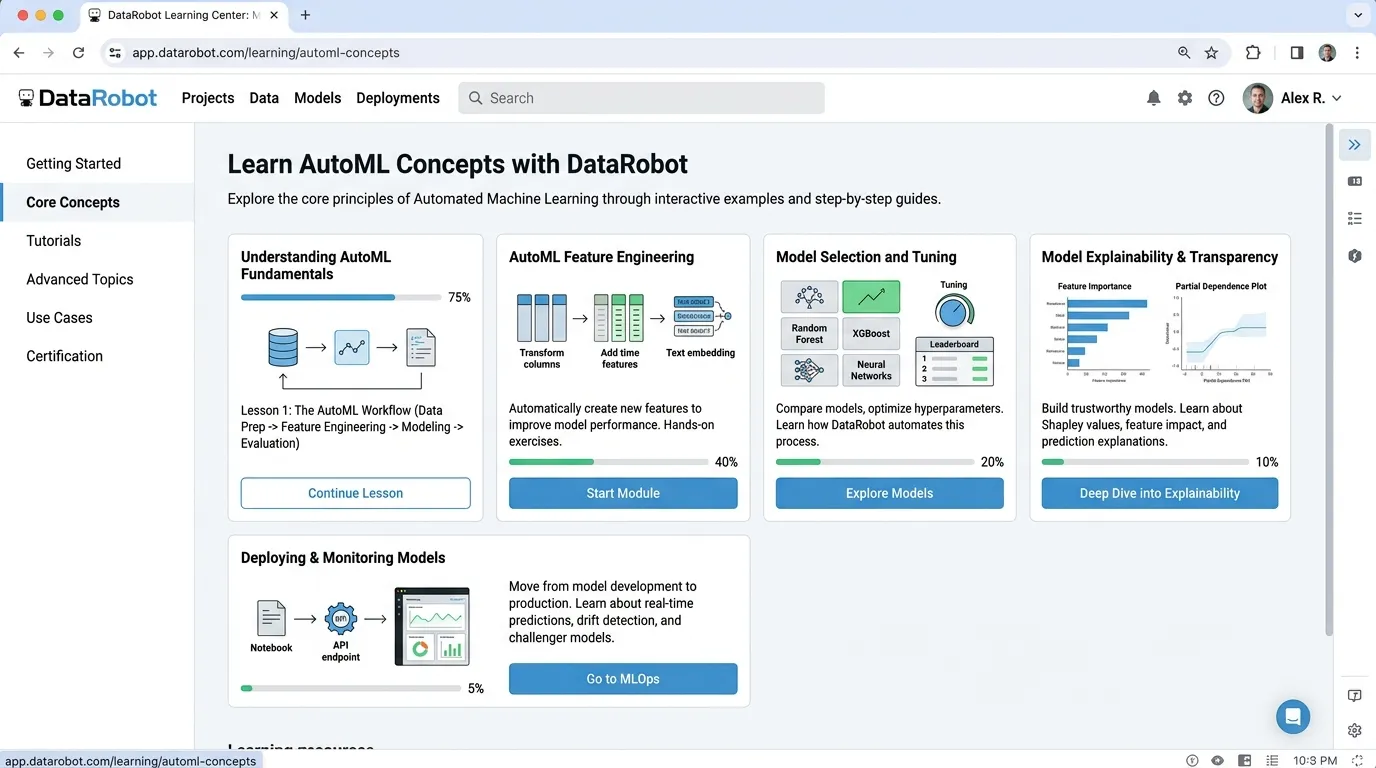 DataRobot — Best for Learning AutoML Concepts