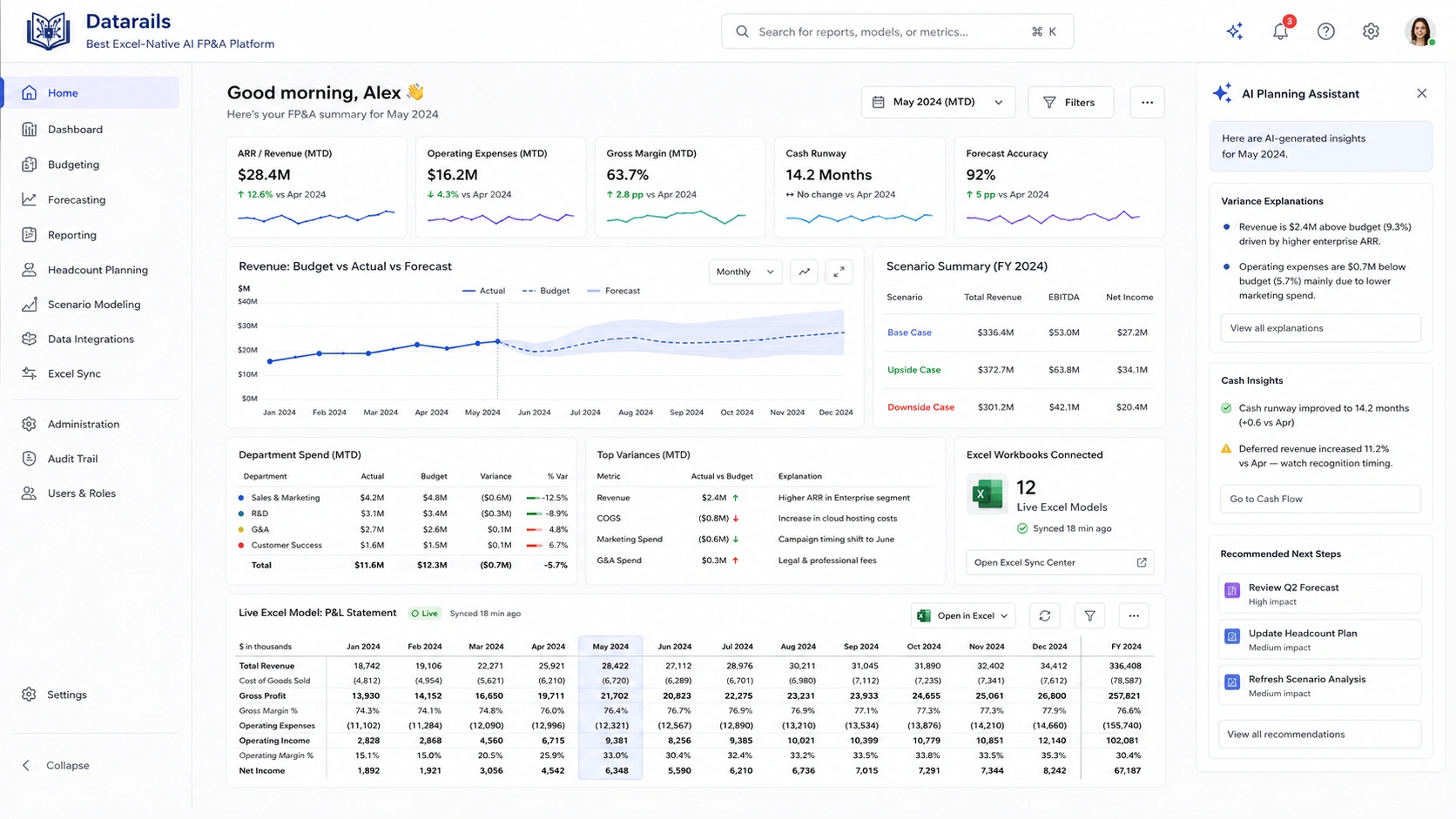  Datarails: Best Excel-Native AI FP&A Platform