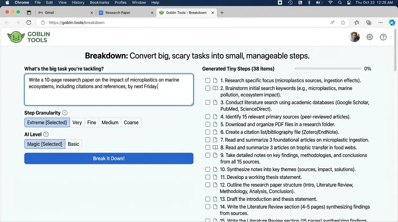 Goblin Tools: Best AI Tool for Breaking Tasks Into Tiny Steps
