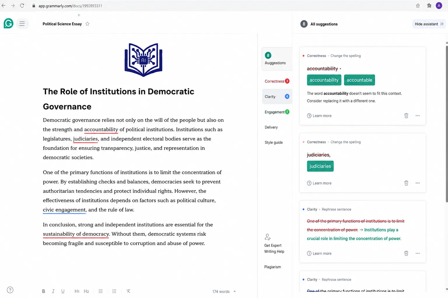 Grammarly — Best for Political Science Essay Clarity