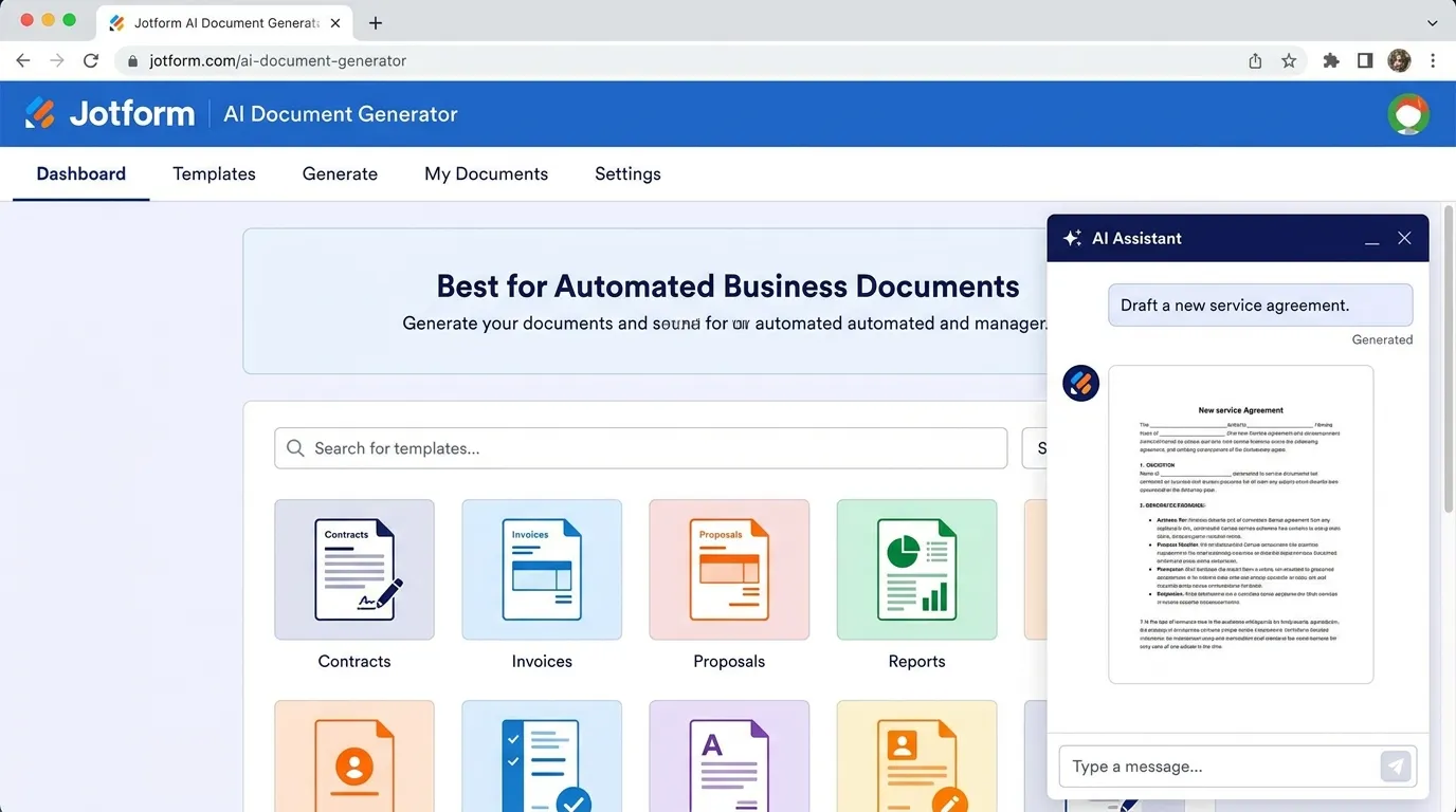 Jotform AI Document Generator: Best for Automated Business Documents