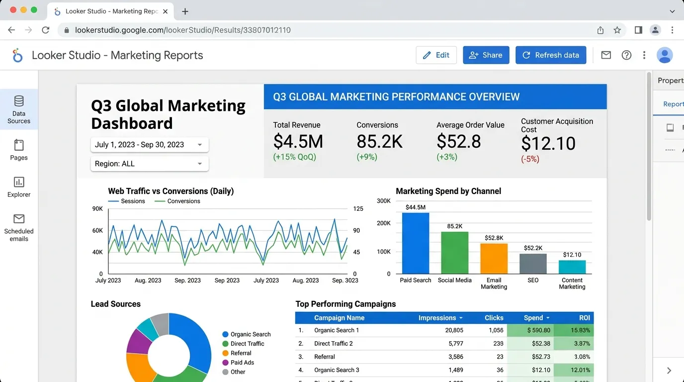  Looker Studio — Best for Marketing Reports and Dashboards