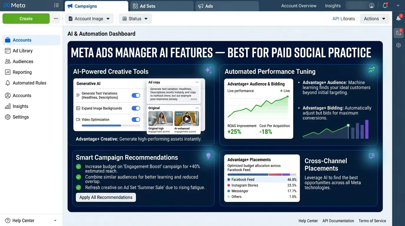 Meta Ads Manager AI Features — Best for Paid Social Practice