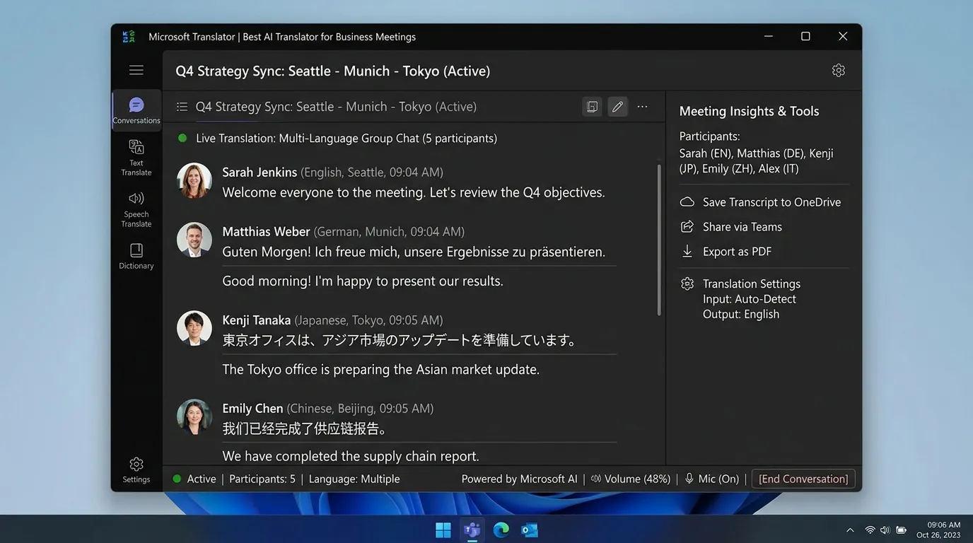 Microsoft Translator: Best AI Translator for Microsoft Ecosystem and Business Meetings