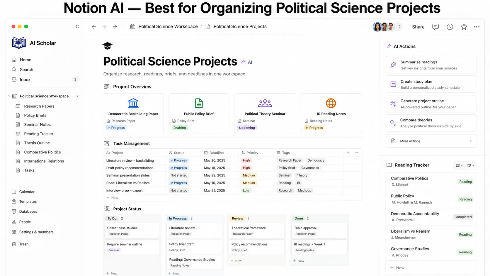 Notion AI — Best for Organizing Political Science Projects