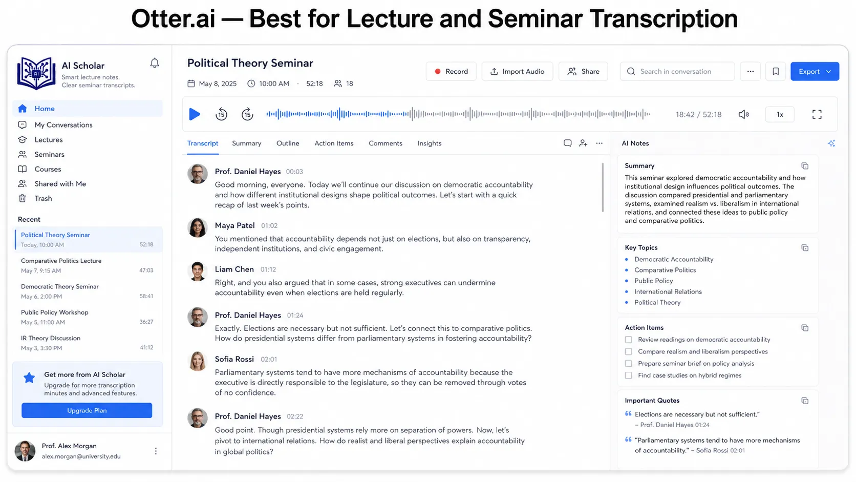  Otter.ai — Best for Lecture and Seminar Transcription