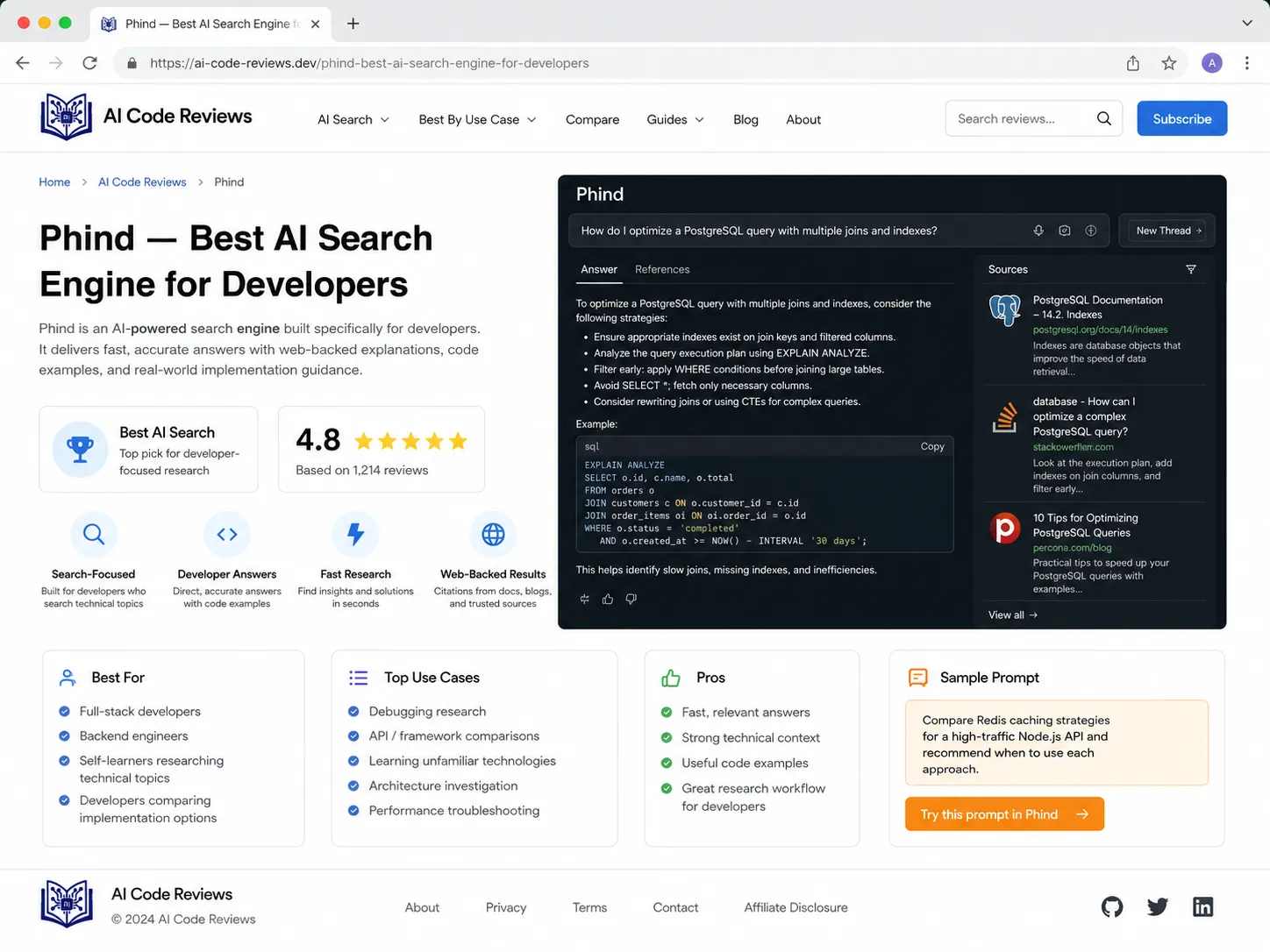 Phind — Best AI Search Engine for Developers